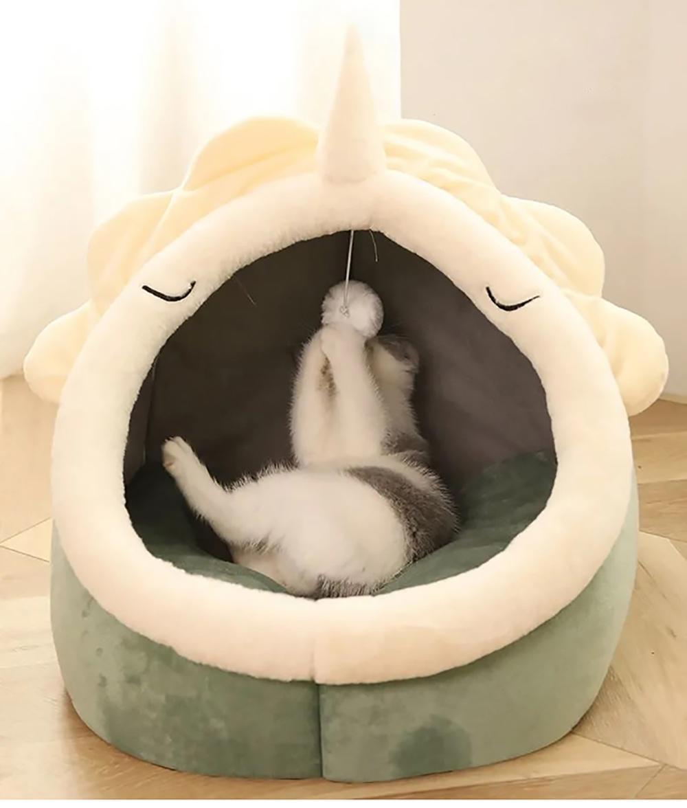 Semi-closed Cat Bed Mat Winter Warm Cat House Tent Soft Pet Dog Basket for Small Dog Cozy Kitten Lounger Cushion Cats Cave Beds | Fugo Best