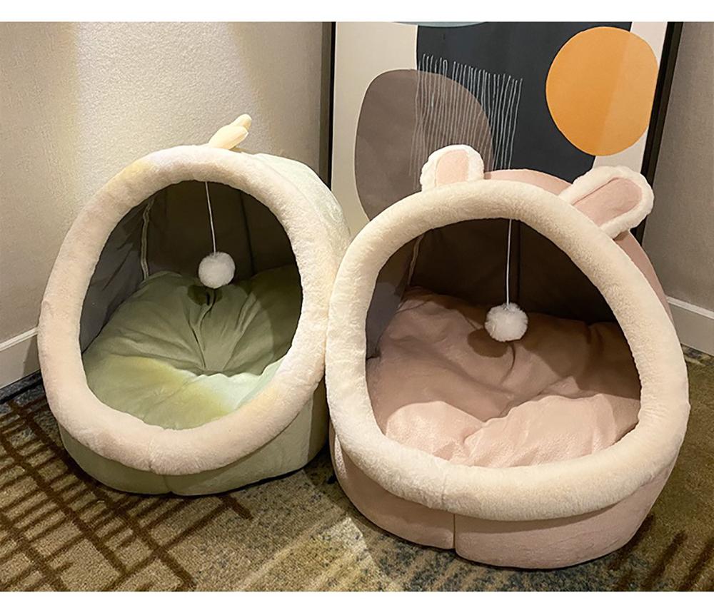 Semi-closed Cat Bed Mat Winter Warm Cat House Tent Soft Pet Dog Basket for Small Dog Cozy Kitten Lounger Cushion Cats Cave Beds | Fugo Best