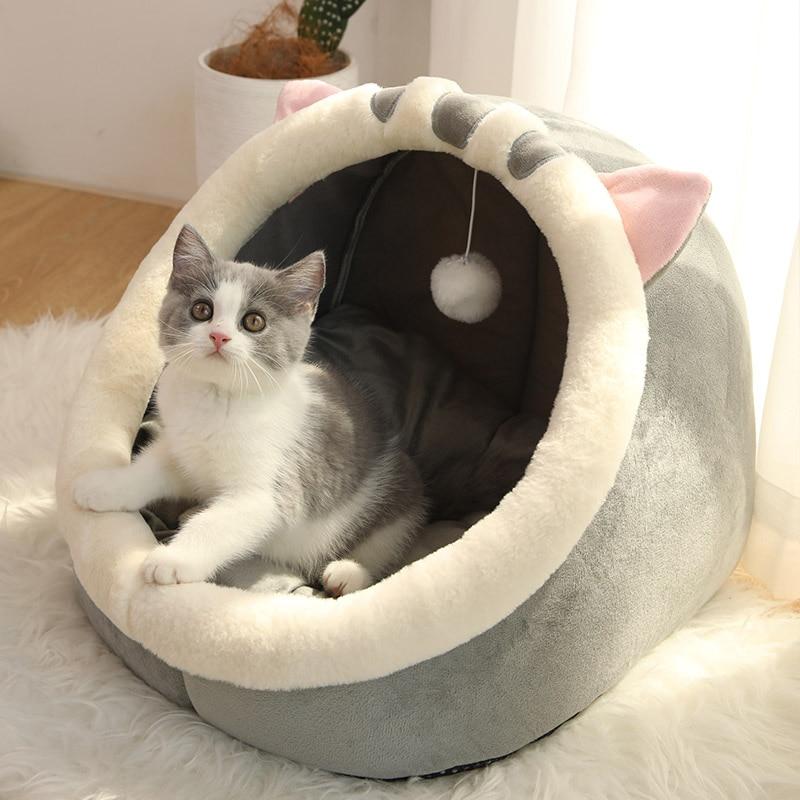 Semi-closed Cat Bed Mat Winter Warm Cat House Tent Soft Pet Dog Basket for Small Dog Cozy Kitten Lounger Cushion Cats Cave Beds | Fugo Best