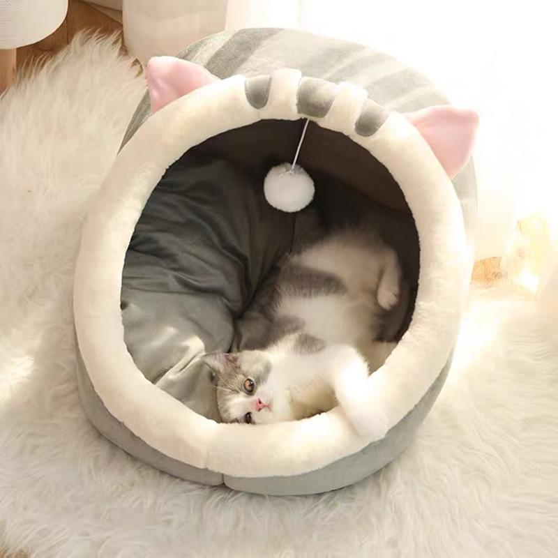 Semi-closed Cat Bed Mat Winter Warm Cat House Tent Soft Pet Dog Basket for Small Dog Cozy Kitten Lounger Cushion Cats Cave Beds | Fugo Best