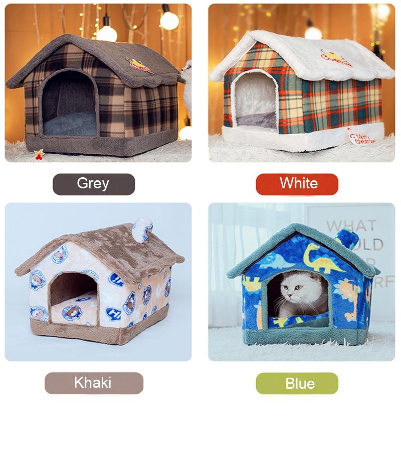 Foldable Dog House Winter Warm Chihuahua Cave Nest Basket for Small Medium Dogs Christmas Snow Cat House Kennel Puppy Bed Mat | Fugo Best