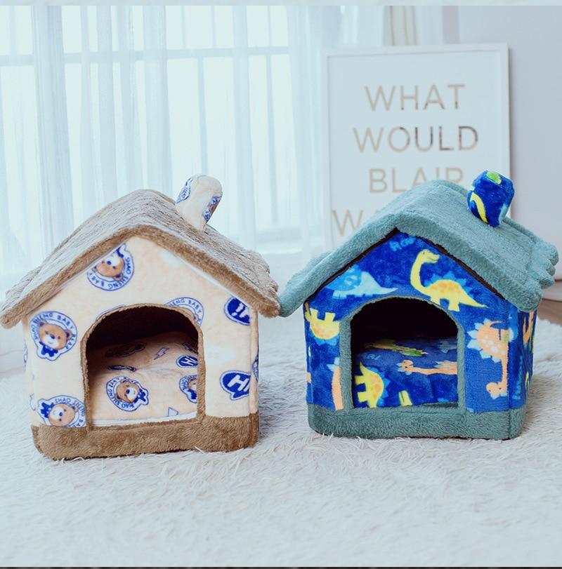 Foldable Dog House Winter Warm Chihuahua Cave Nest Basket for Small Medium Dogs Christmas Snow Cat House Kennel Puppy Bed Mat | Fugo Best