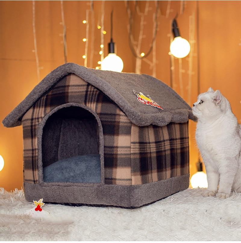 Foldable Dog House Winter Warm Chihuahua Cave Nest Basket for Small Medium Dogs Christmas Snow Cat House Kennel Puppy Bed Mat | Fugo Best