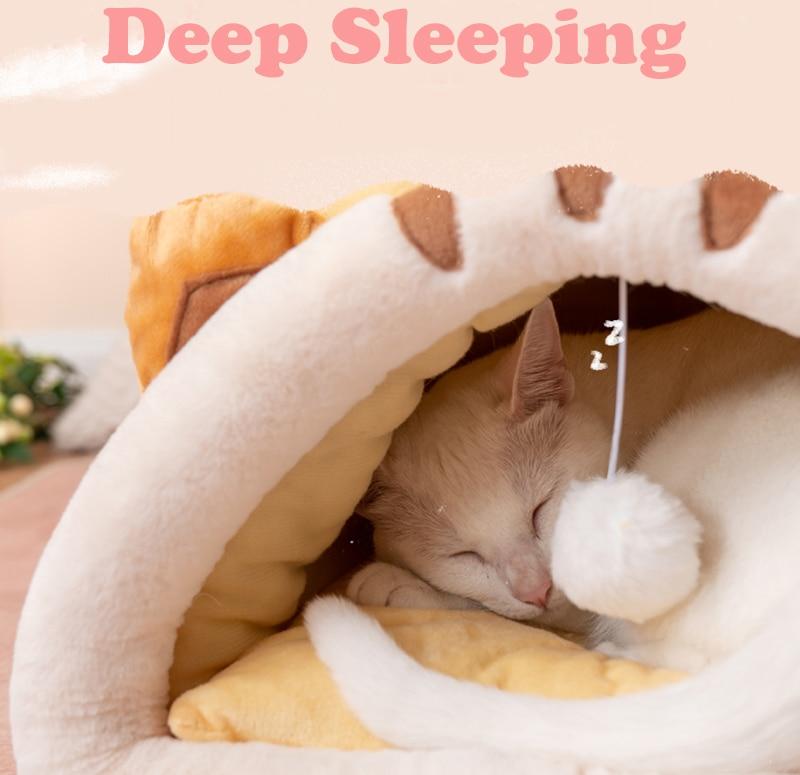 New Deep Sleep Cat Bed House Funny Snail Cats Mat Beds Warm Basket for Small Dogs Cat House Cushion Pet Tent Kennel Cat Supplies | Fugo Best