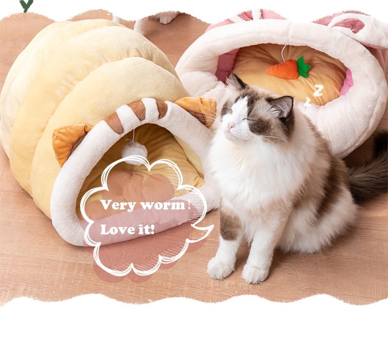 New Deep Sleep Cat Bed House Funny Snail Cats Mat Beds Warm Basket for Small Dogs Cat House Cushion Pet Tent Kennel Cat Supplies | Fugo Best