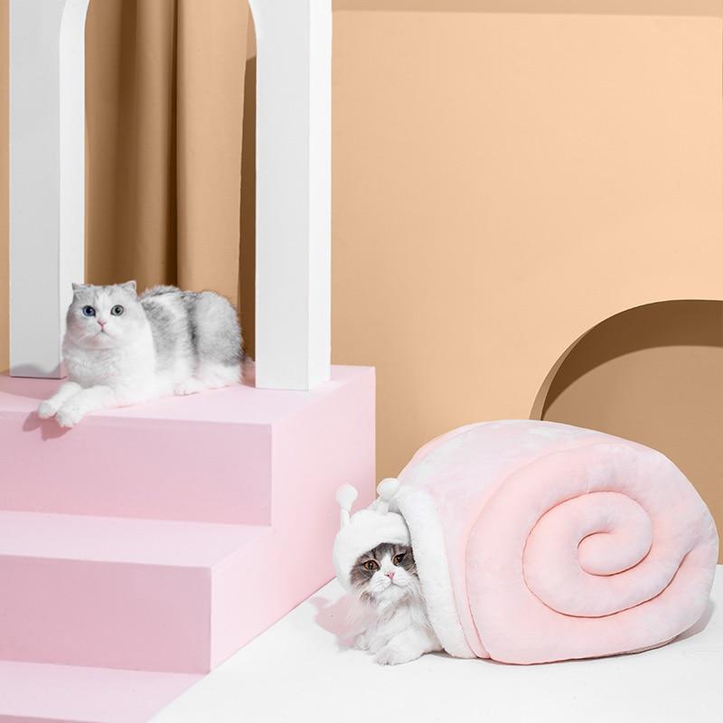 New Deep Sleep Cat Bed House Funny Snail Cats Mat Beds Warm Basket for Small Dogs Cat House Cushion Pet Tent Kennel Cat Supplies | Fugo Best