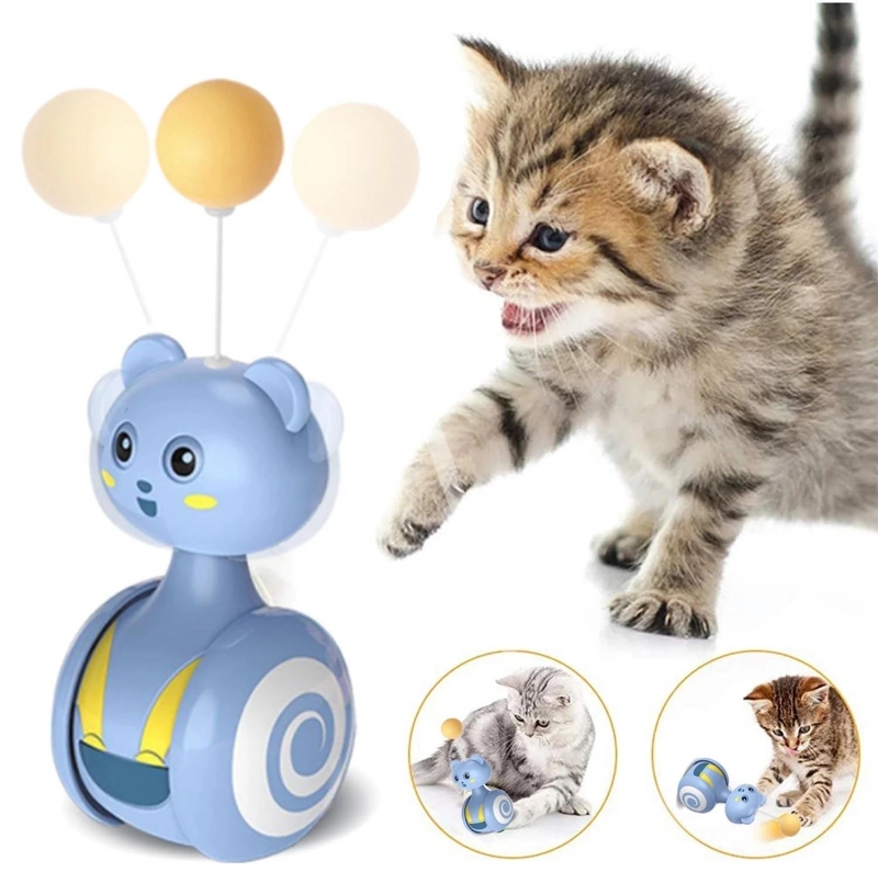 Cat Interactive Feather Toys Pet Bumbler Funny Toy Interactive Cats Toys Cat Rolling Teaser Feather Wand Toys Rotating Ball | Fugo Best