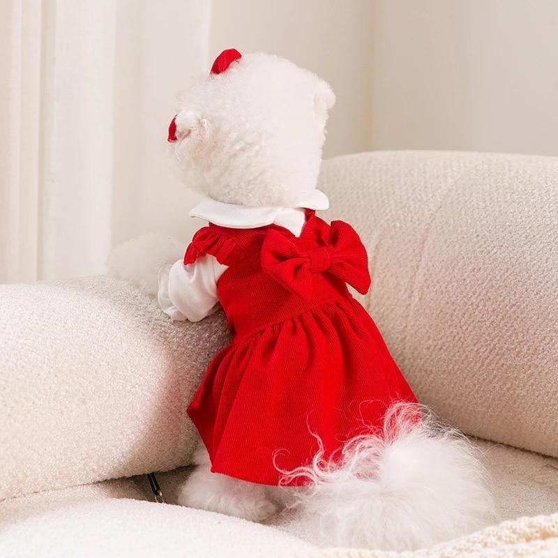 Autumn Winter Pet Princess Skirt Cute Suit Puppy Dress Small Dog Clothes Bowknot Hairpin Chihuahua Yorkshire Poodle Cat Coat | Fugo Best