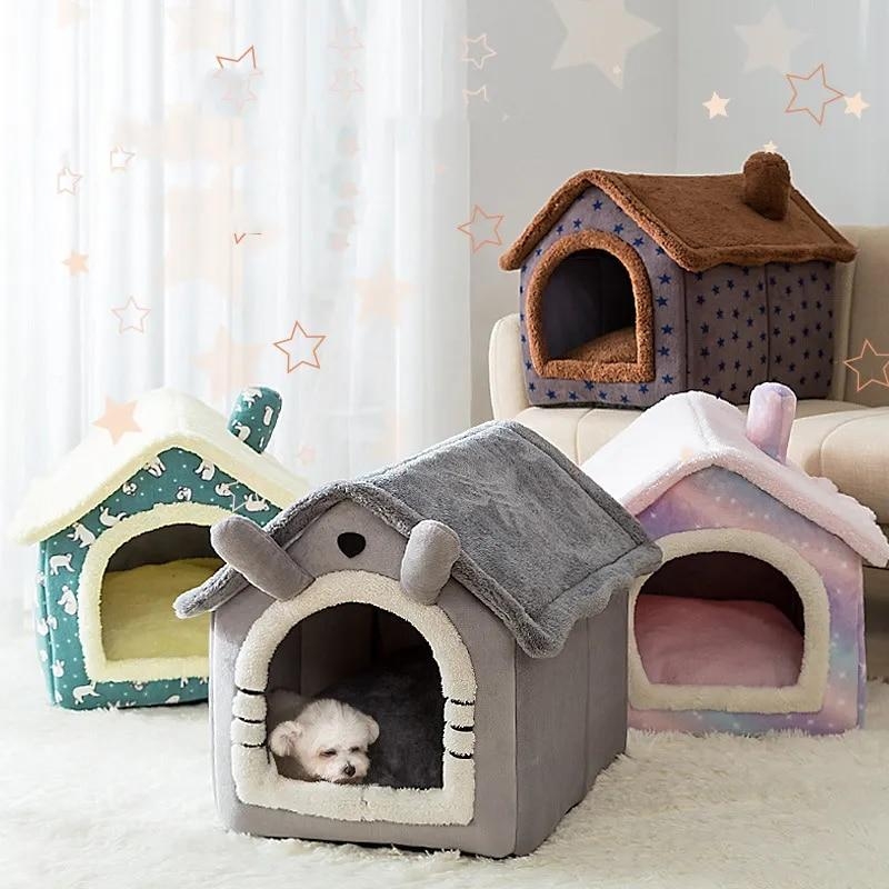 Luxury Cozy Dog Puppy House Fleece Heating Calming Pet Cat Bed with Mattress Fluffy Pet Sofa Mat Dog Cushion Poodle Well Made XL | Fugo Best