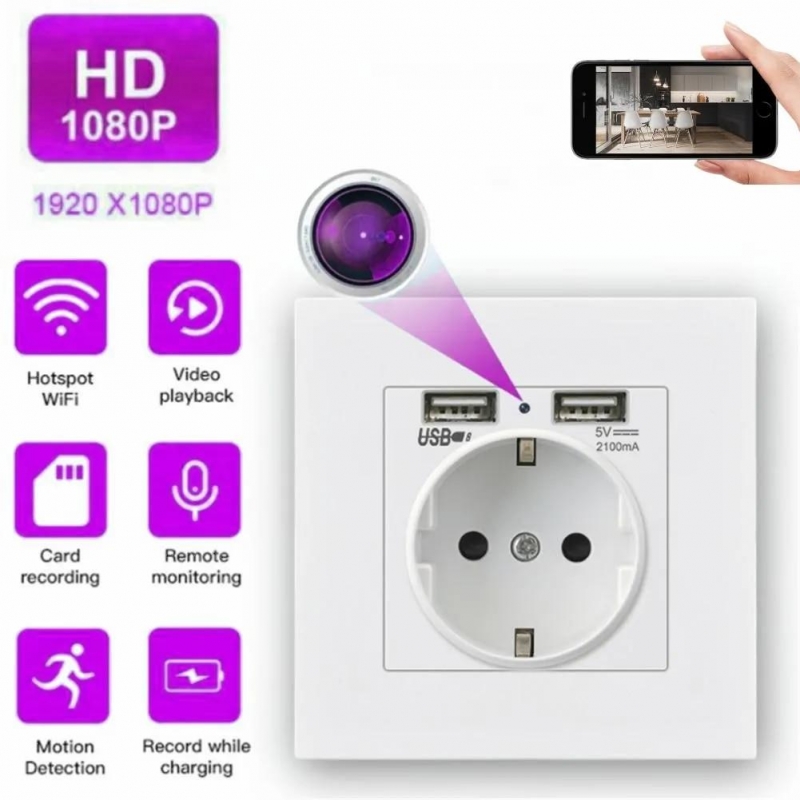1080P HD Mini Wireless Camera Wifi Wall Socket Plug Smart Home Surveillance Portable IP Remote Monitoring Invisible Espia Cam | Fugo Best
