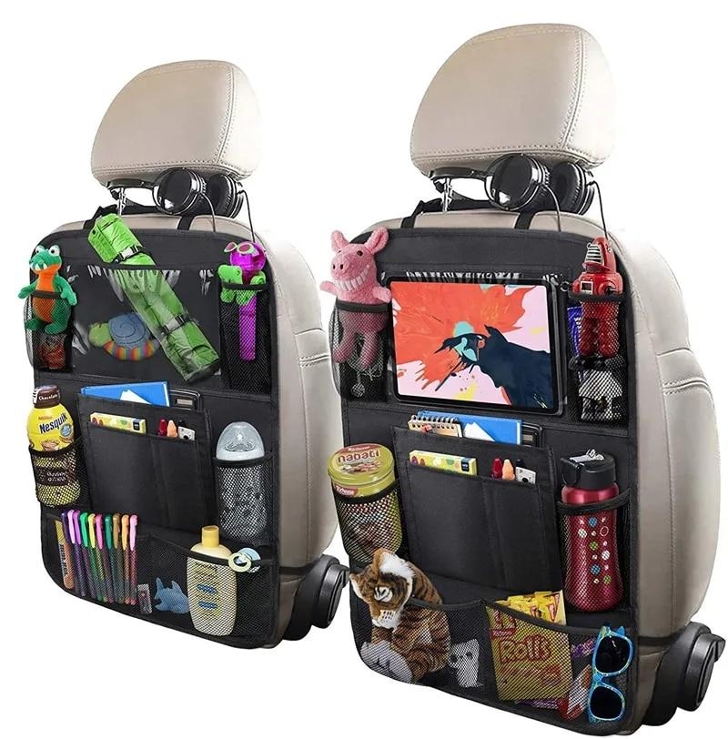 Car Backseat Organizer with Table Holder 9 Storage Pockets Seat Back Protectors Kick Mats for Kids Toddlers Travel Accessories | Fugo Best