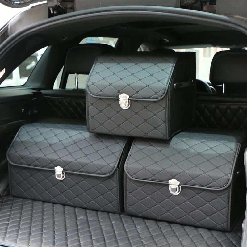 Collapsible Car Trunk Storage Box High Capacity Organizer In The Car PU Leather Trunk Tool Box Auto Accessories Storage Bag | Fugo Best