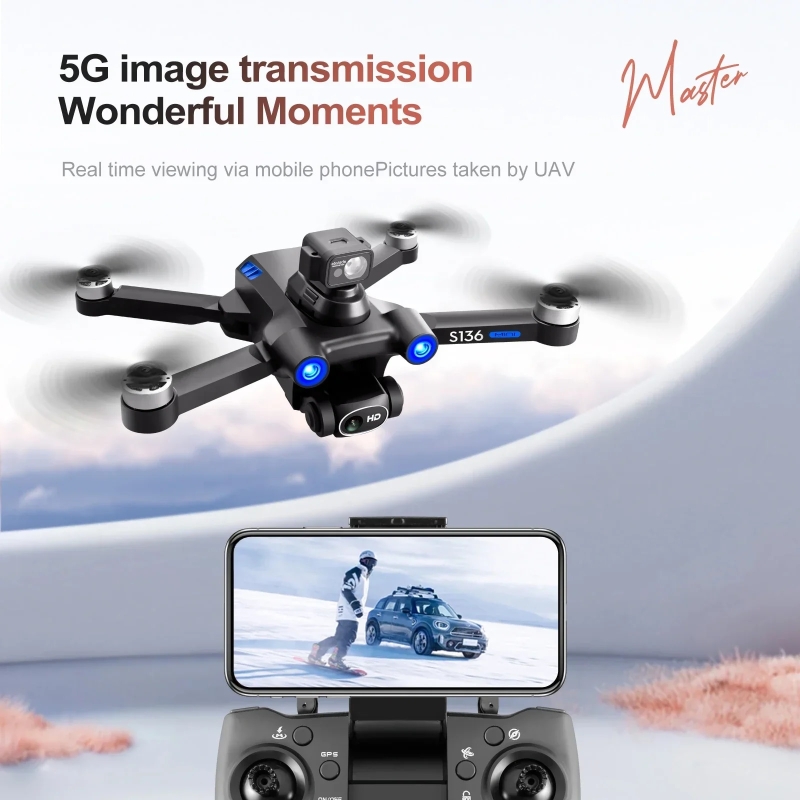 S136 GPS Rc Drone 4K HD Dual Camera Professional 5G Aerial Photography Obstacle Avoidance Brushless Automatic Return Helicopter | Fugo Best
