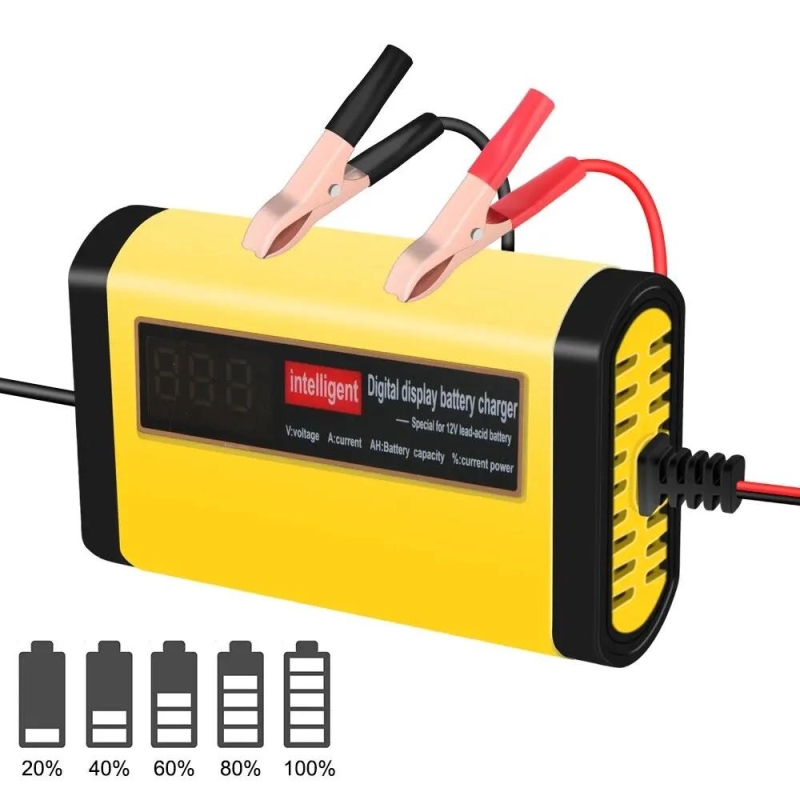 Full Automatic Car Battery Charger Digital LCD Display 2A Fast Charging 3 Stages Lead Acid AGM GEL Battery-chargers | Fugo Best