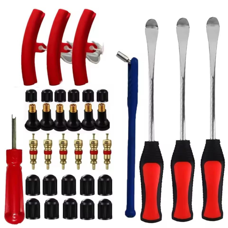 30 pcs Tire Spoon Lever Iron Tool Set Repair Detachable Kit With Valve Core, Tire Changer Levers For Motorcycle Bike Repair | Fugo Best