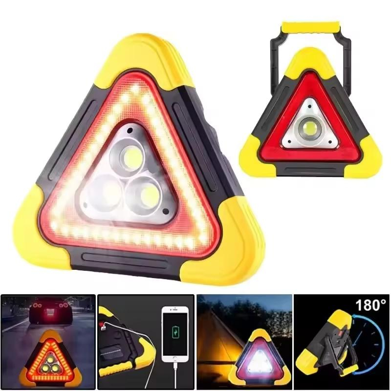 Solar Emergency Triangle Light for Car, 3-in-1 Warning Lamp with Flashing Alarm, Portable Safety Light for Breakdown & Outdoors | Fugo Best