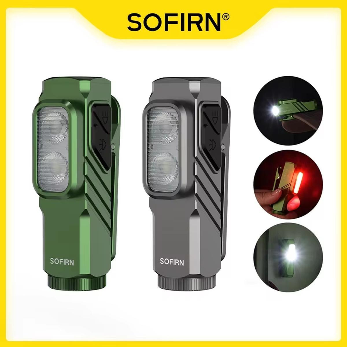  SOFIRN ST10 1000lm Mini Clamp Flashlight 144m 7000K LED Light 14500 USB C Rechargeable White&Red Lamp IPX6 with Magnetic Tailcap | Fugo Best