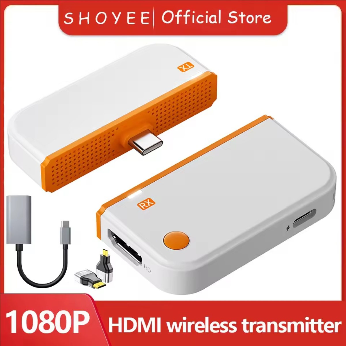 50M Type C HDMI-Compatible Wireless Video Transmitter Receiver Extender Adapter TV Stick Dongle for Laptop PC Phone TV Monitor | Fugo Best