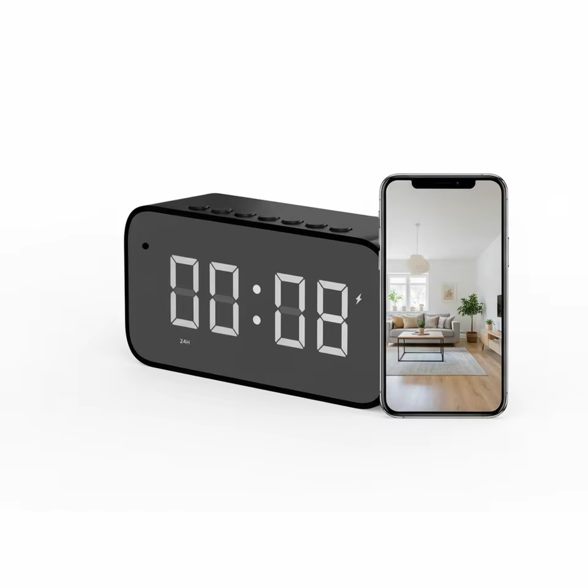 4K Ultra HD WiFi Alarm Clock Surveillance Camera with Bluetooth Speaker, Smart Motion Detection Remote Access & SD Card Loop Recorder, Cost-Effective Multi-function Monitoring Device for Retail Shop Office Warehouse Safety Guard & Indoor Audio Playba | Fugo Best