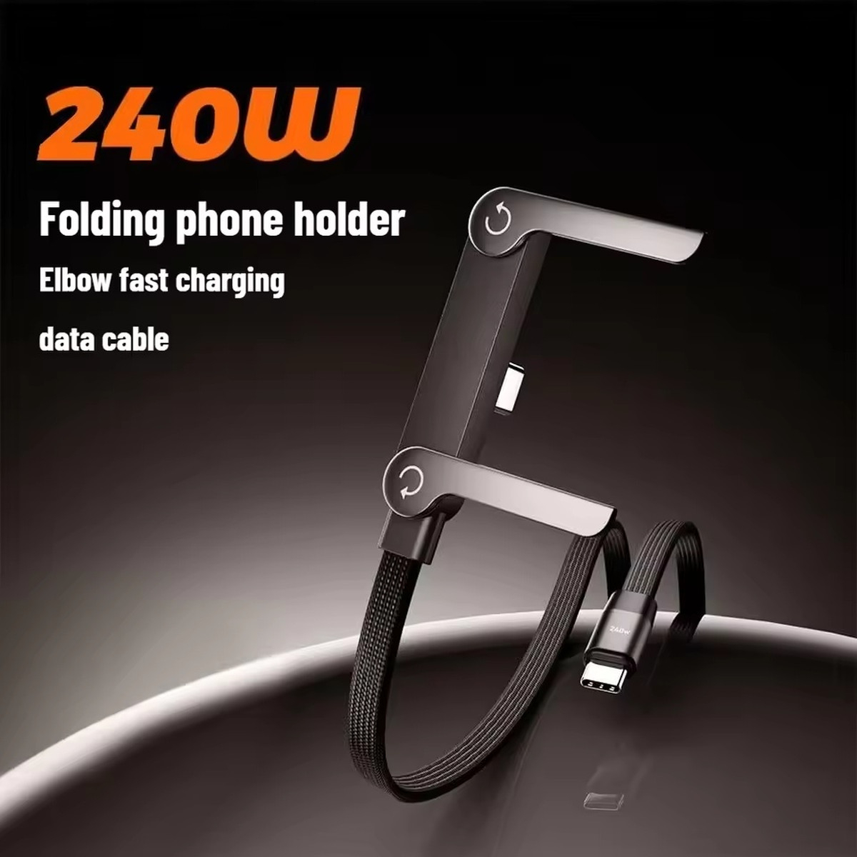 Right Angle USB C Cable 240w, Foldable Stand Holder, Nylon Braided Fast Charge, Hands-Free Viewing, Compatible with Samsung, iPa | Fugo Best