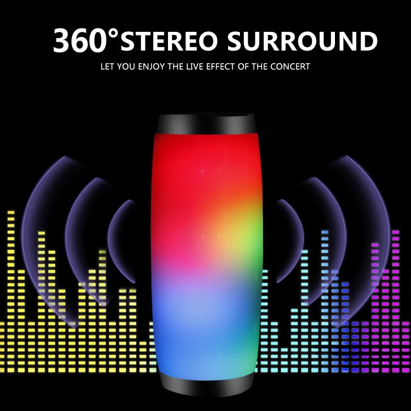 YABA Bluetooth Speaker Powerful Portable Speakers Wireless Column with LED Night Light TF FM Radio Boombox Built-in Mic | Fugo Best