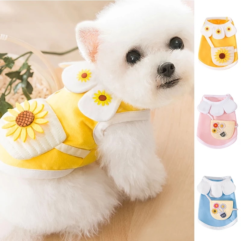 Pet clothes for small dogs cats spring summer Thin breathable vest T-shirt collar satchel cat dog clothing for chihuahua teddy | Fugo Best