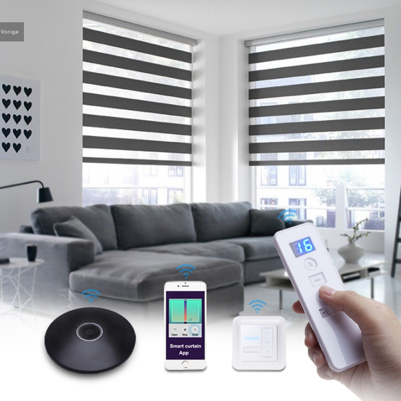 Remote Automatic Electric Fabric Customize Blackout Luxury Wifi Control Zebra Blinds | Fugo Best