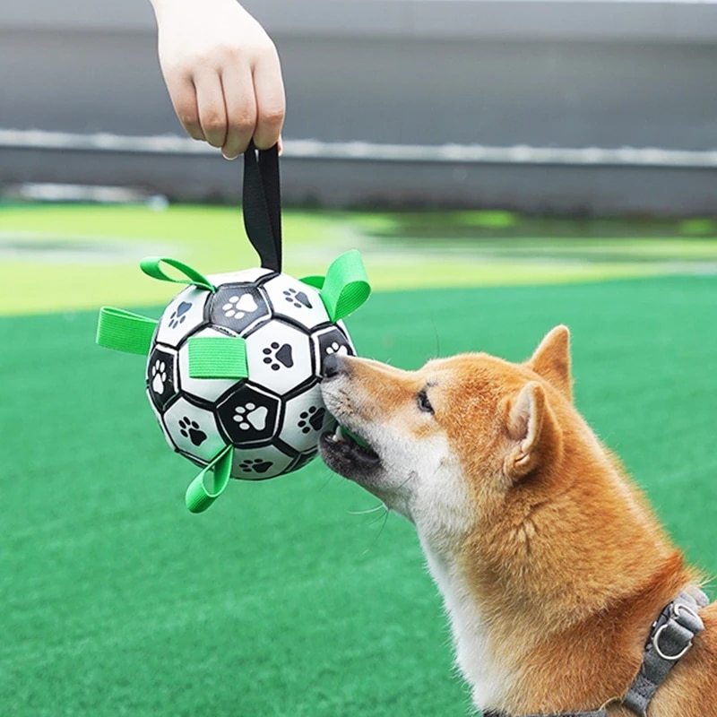 Dog Football Toys Interactive Pet Toys Dog Outdoor training Soccer Pet Bite Chew Balls with Grab Tabs for Dog accessories | Fugo Best