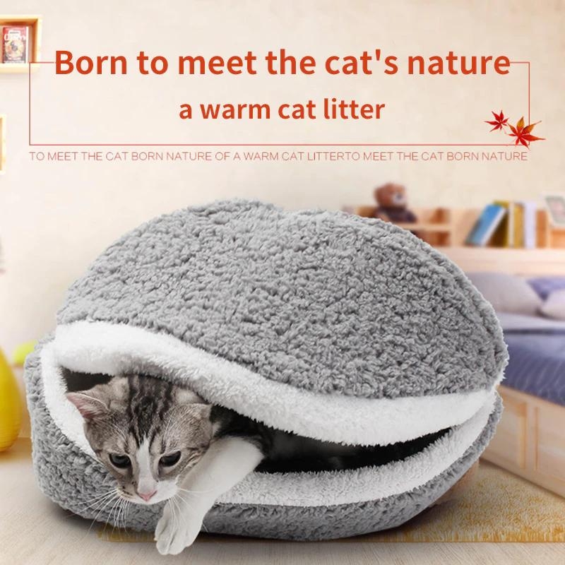 New Style Pet Dog Cat Bed Round Plush Cat Warm Bed House Soft Long Plush Bed For Small Dogs For Cats Nest 2 In 1 Cat Bed | Fugo Best