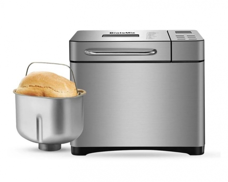 Biolomix Stainless Steel 1KG 19-in-1 Automatic Bread Maker 650W Programmable Bread Machine with 3 Loaf Sizes Fruit Nut Dispenser | Fugo Best