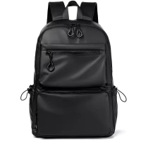 A 14 Inch Mens Backpack Large Capacity Travel Leisure Solid Color Pu Computer Backpack Fashion Men And Women Students Schoolbag | Fugo Best