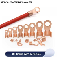 Wire Terminal OT Type 3A 5A 10A 20A 30A 40A 50A 60A 80A Red Copper Bare Nose Lugs Crimp Open Mouth Cable Connector Splice | Fugo Best