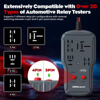 Car Relay Tester 12V/24V, 4Pin/5Pin Automatic Relay Detection Diagnostic Tool for Relay Tester with 4 Different Foot Positions | Fugo Best