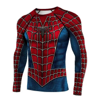 2026 Spider Graphic Vintage Print Compression Long Sleeve T Shirt Quick Dry Sports Fitness Workout Training Top Family Matching | Fugo Best